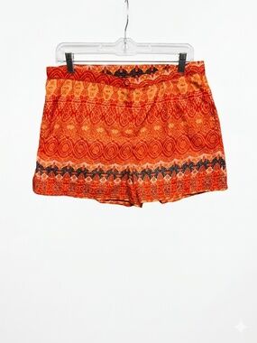 NWT Angie Boho Shorts Large L Orange Geo Print Festival Beach Bohemian NIB